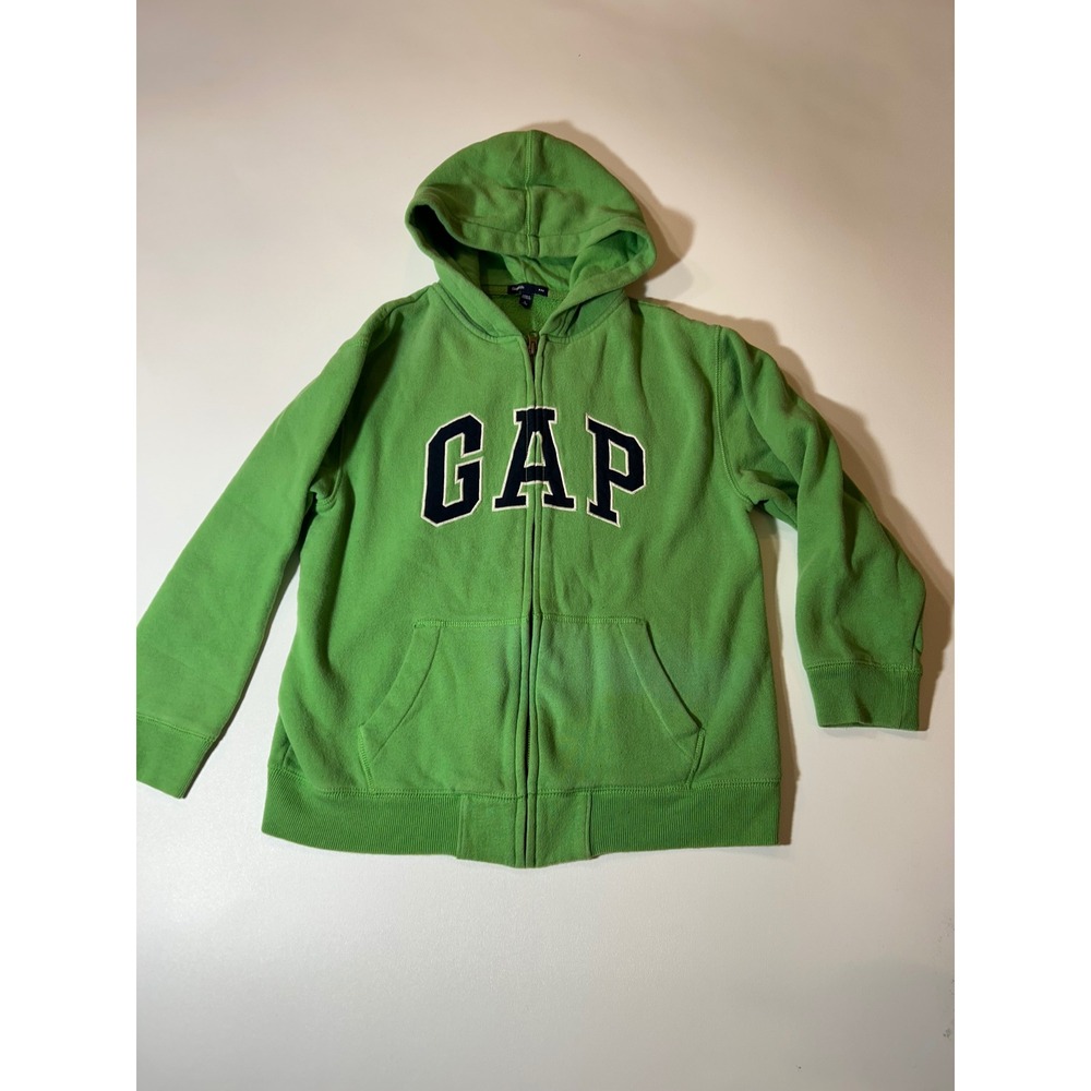 Gap Kids Full Zip Hoodie Boys Size Large 10 Green Logo Fleece